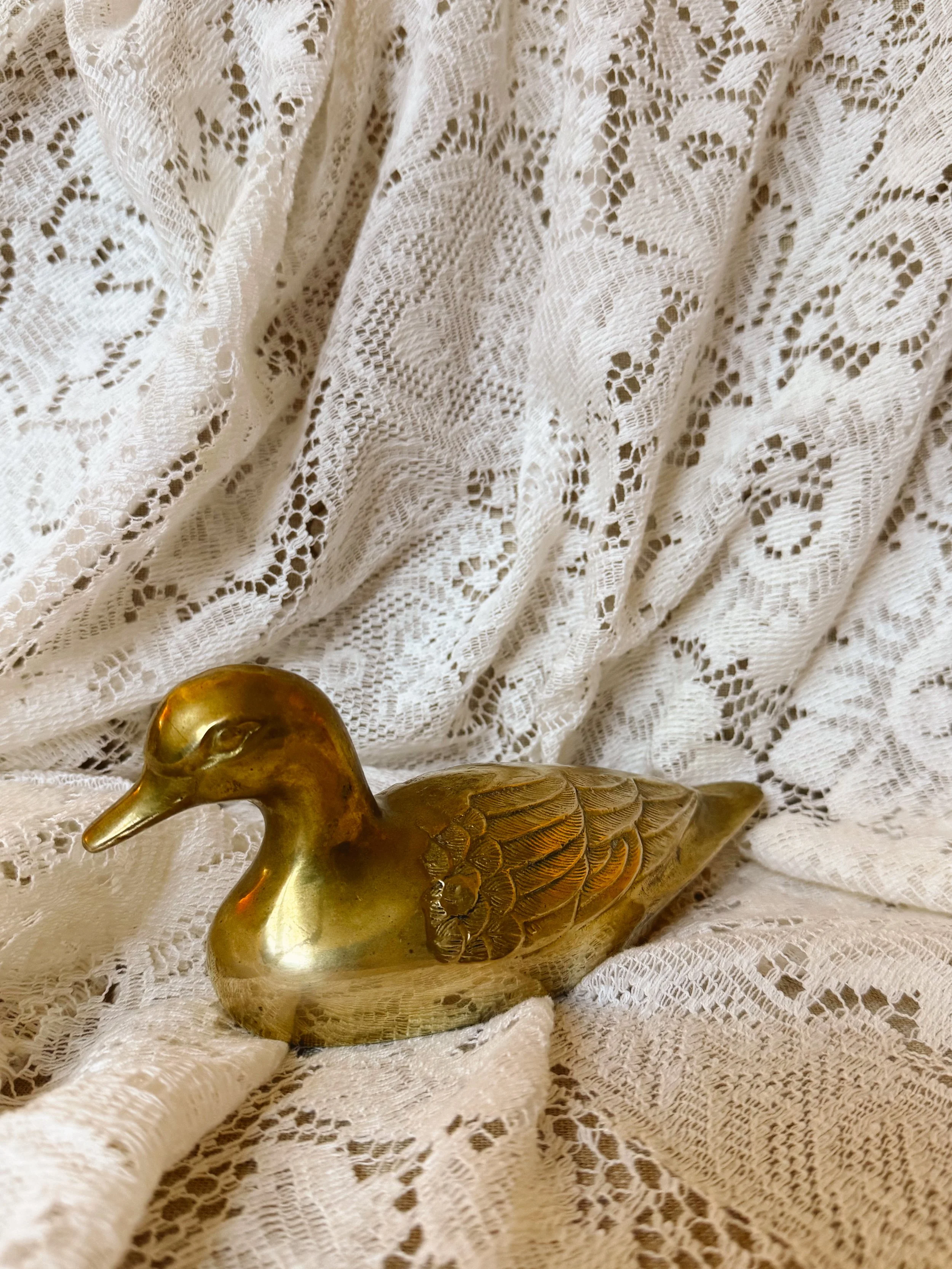 Vintage Solid Brass Mallard Figurine