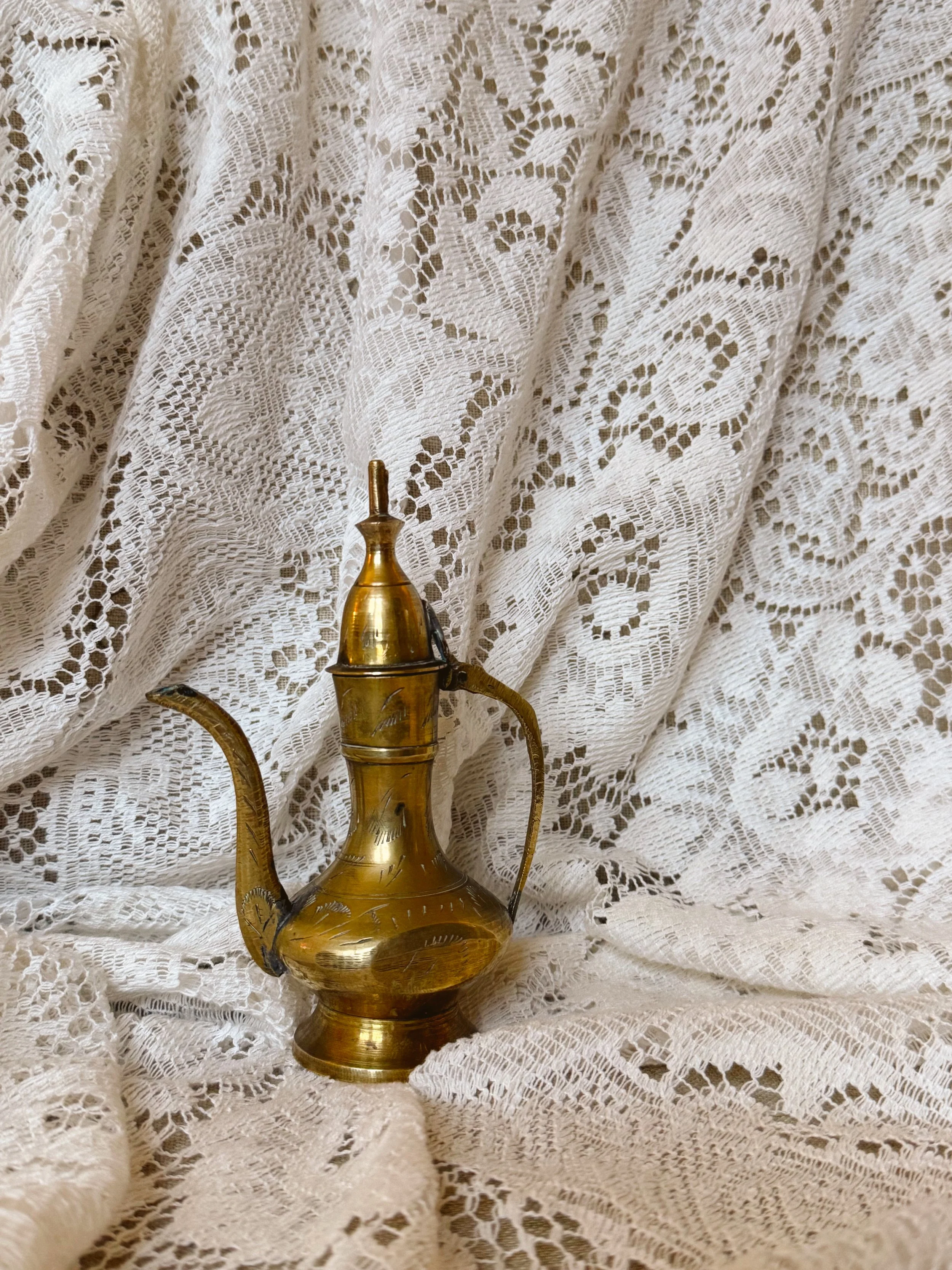 Miniature Engraved Brass Dallah (Decorative Trinket)