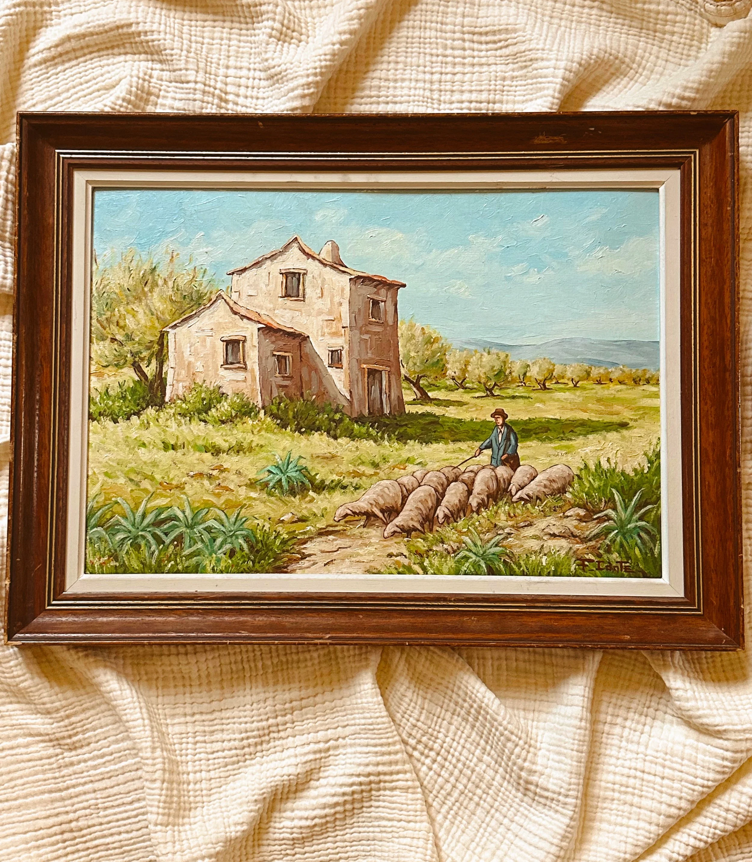 Mid-Century French Provincial Oil on Canvas