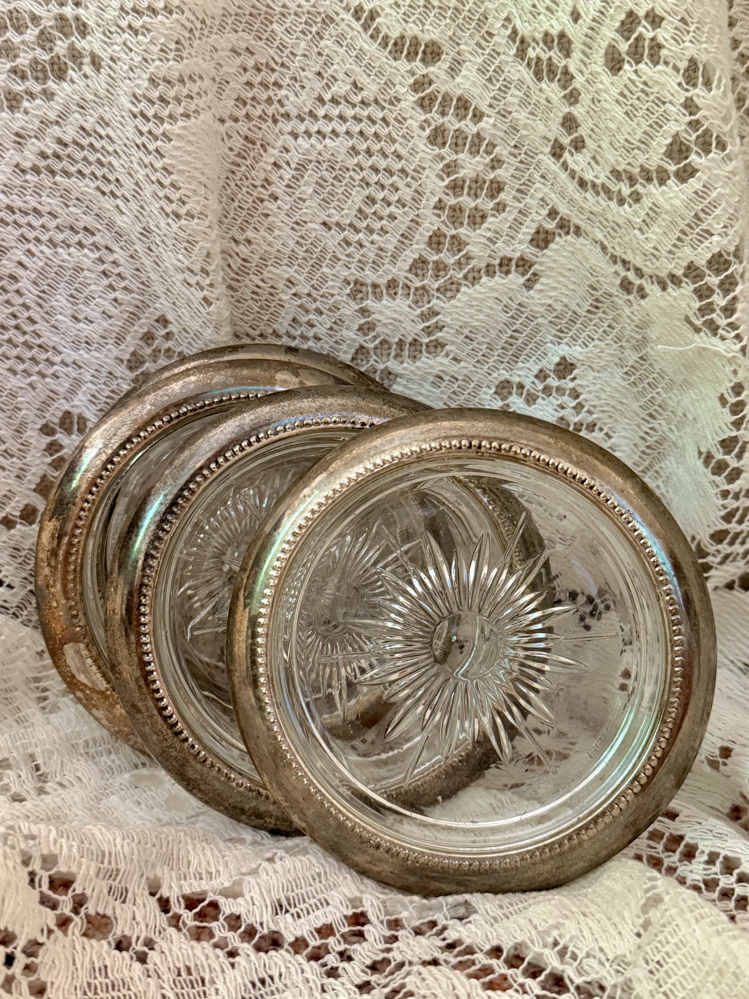 Starburst Silver-Rimmed Coasters (set of 4)