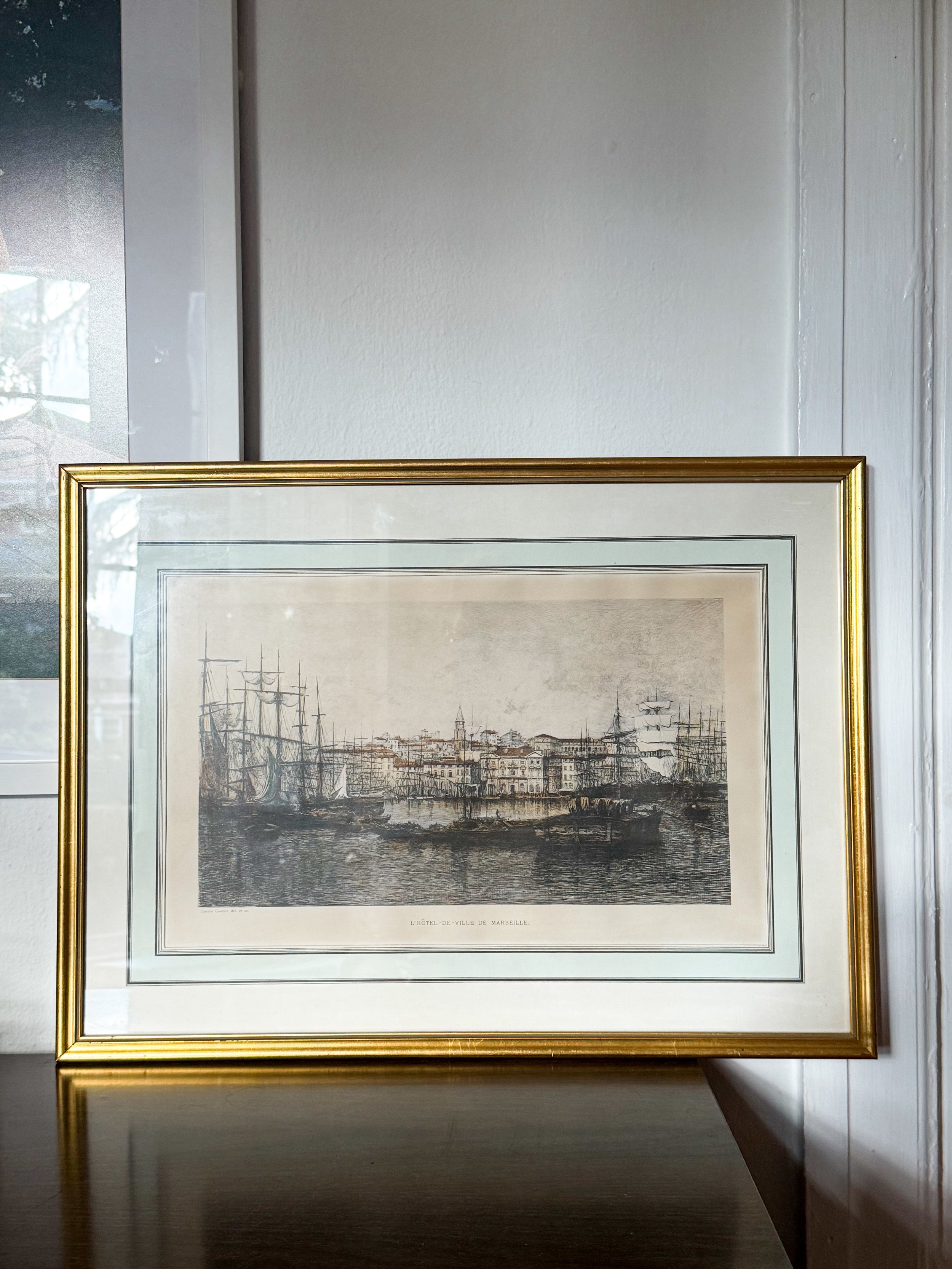 19th-Century Antique French Maritime Engraving of Marseille Harbor