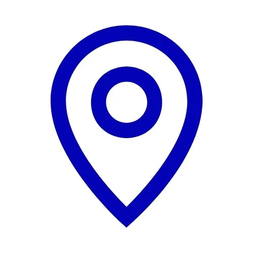 Blue map location pin icon representing event venue location for Starbound Entertainers Festival.
