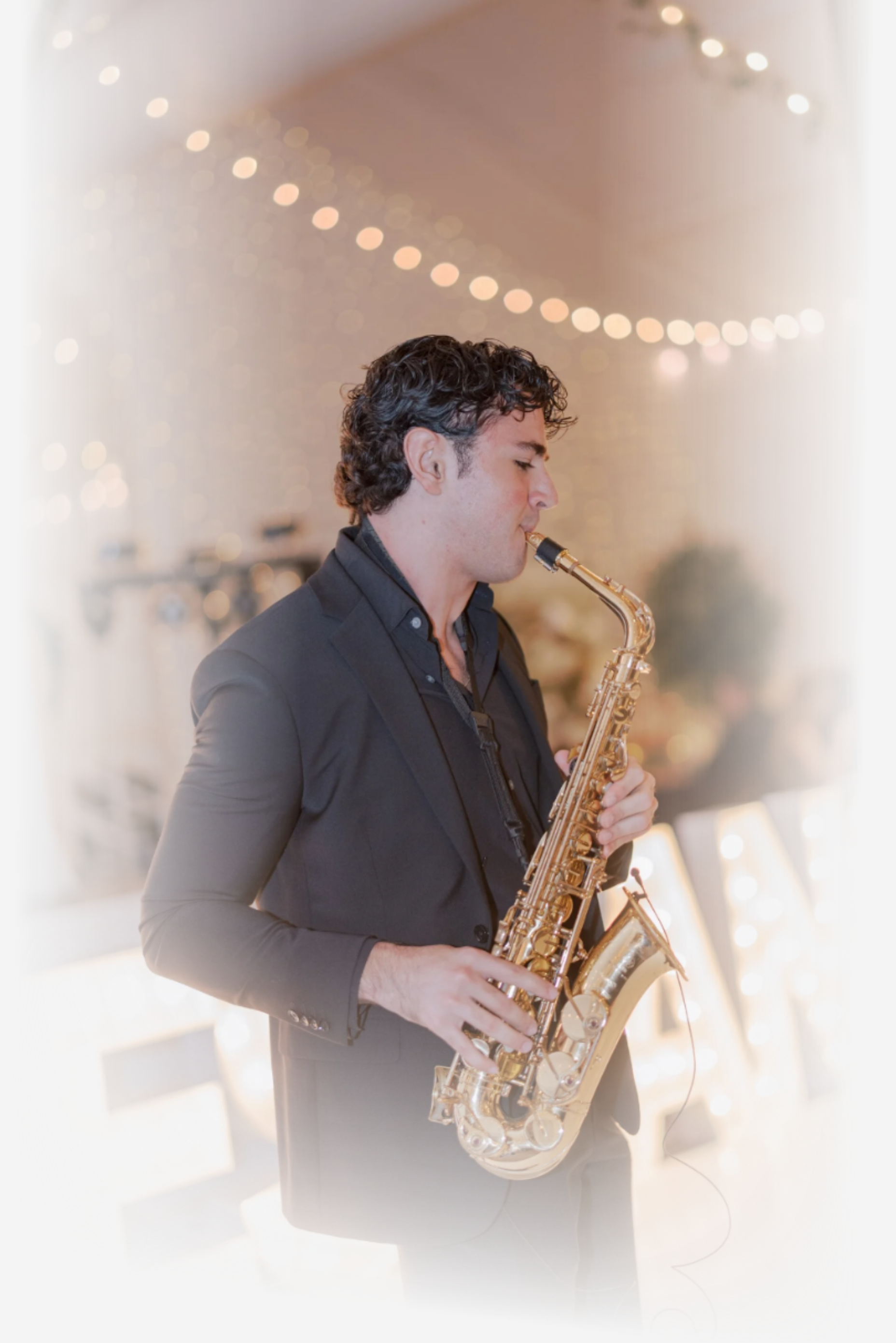 Luxury wedding saxophonist performing live at an elegant reception in New York