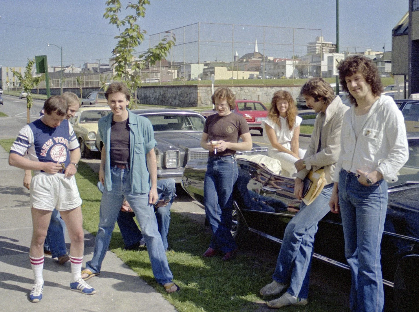 Members of Trooper and Loverboy standing out front of GGRP / Little Mountain Sound