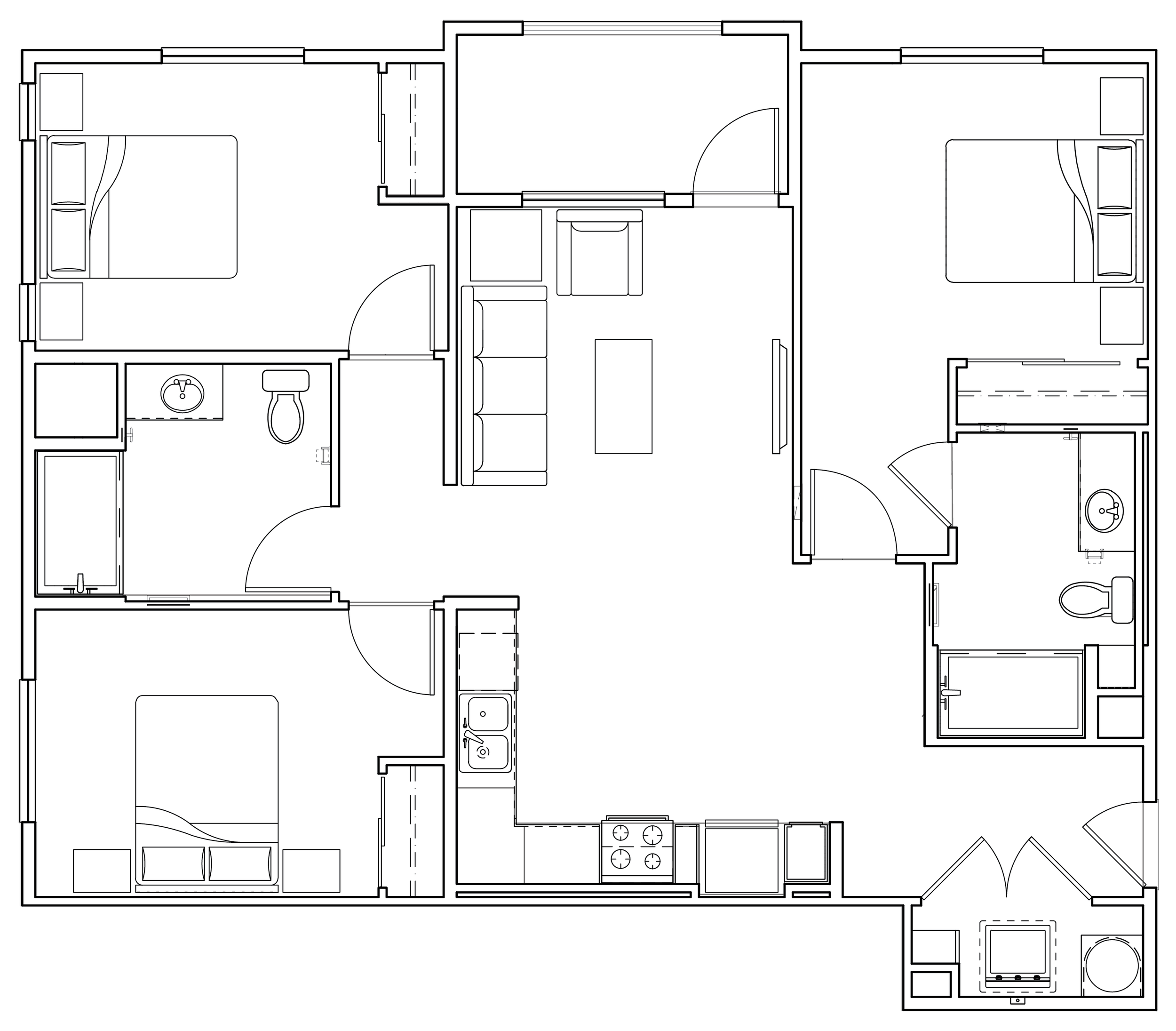 Three bedroom apartment floorplan (option 1)