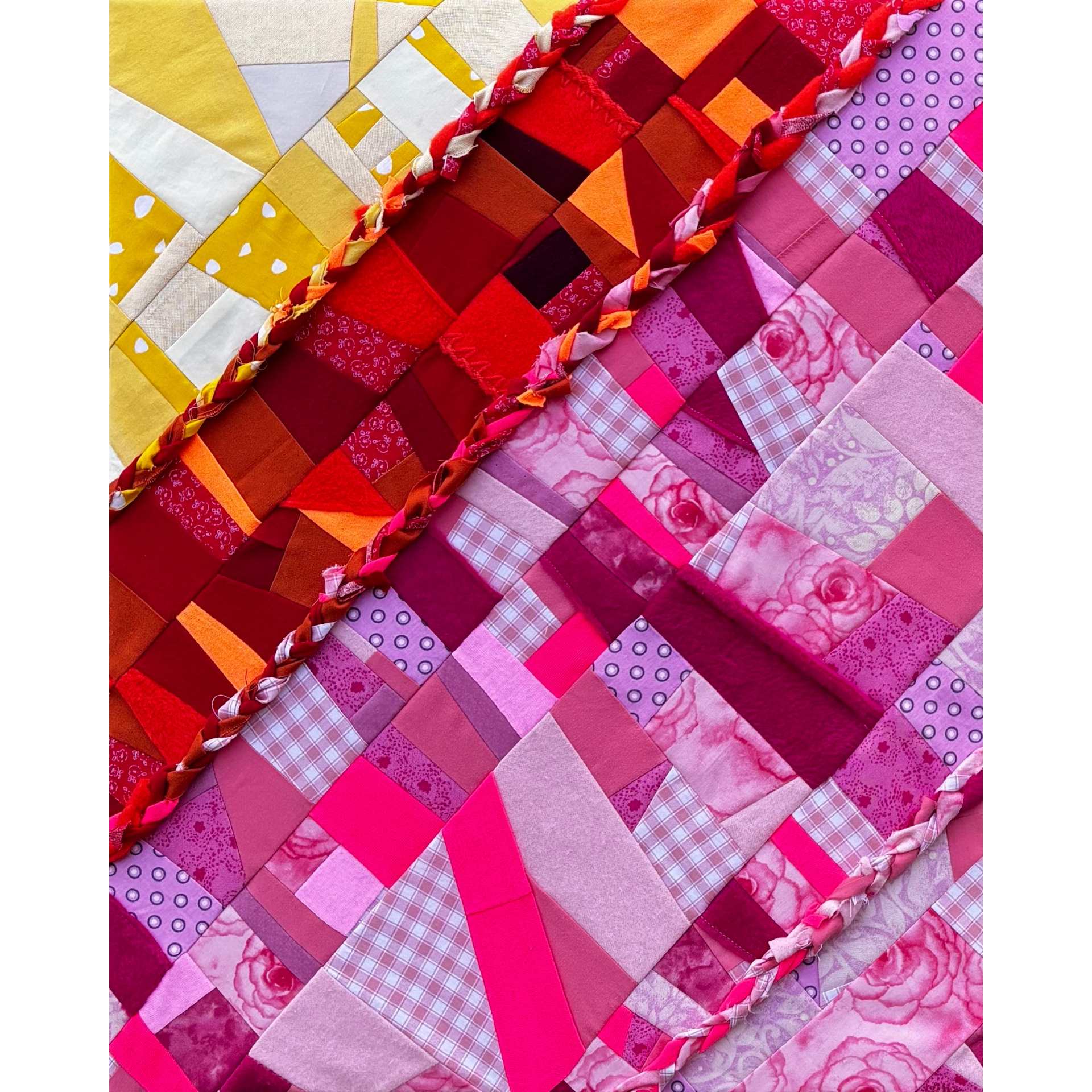  What was Kept (warm)  - reclaimed garment and project textiles, pieced and machine-stitched