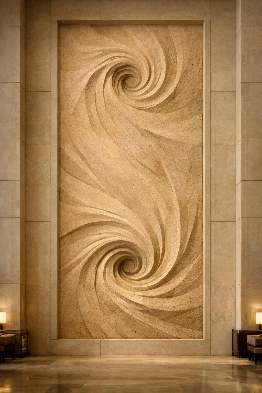 yellow sandstone abstract organic wall sculpture. solaro art collection