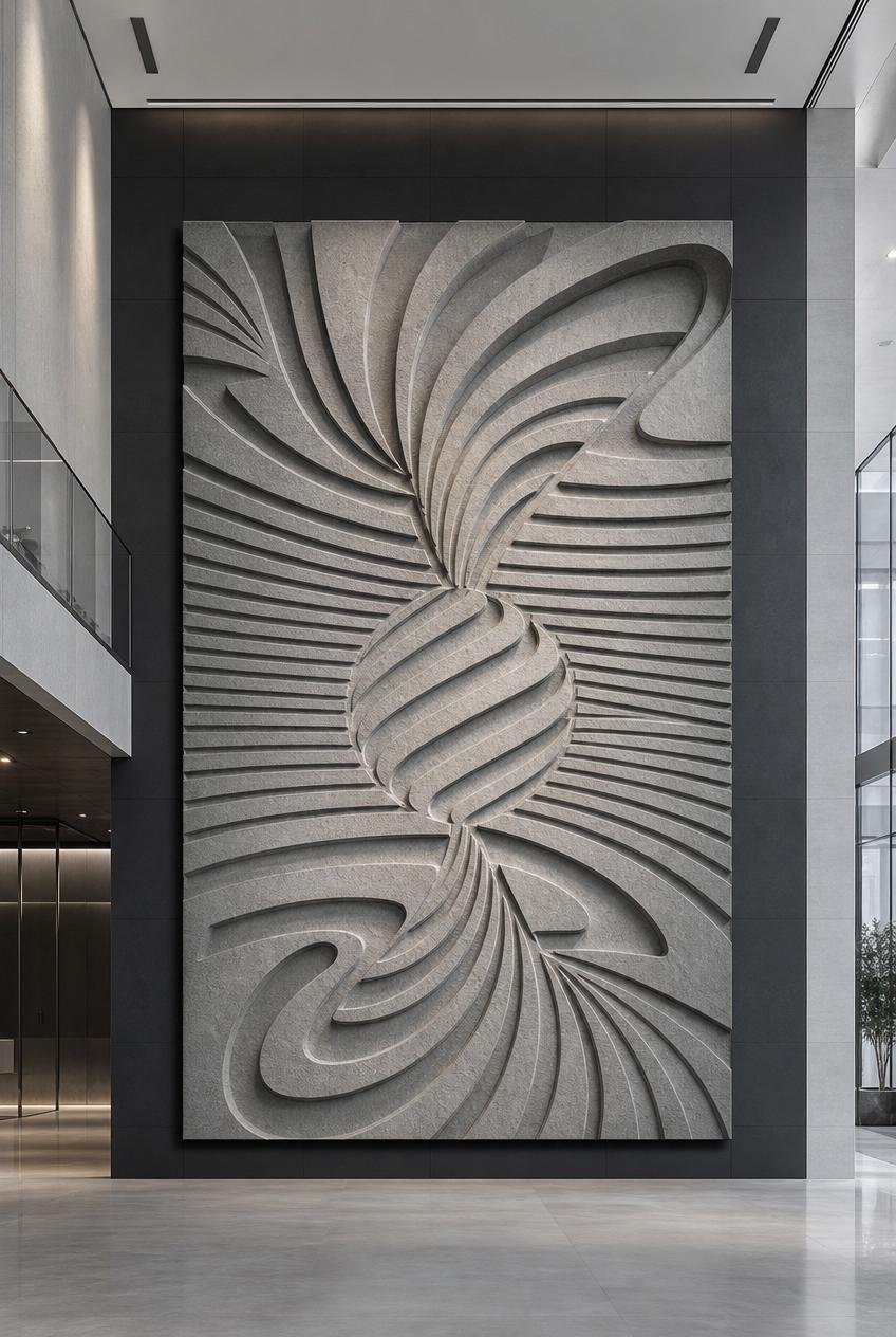Abstract energy wall sculpture for corporate buildings