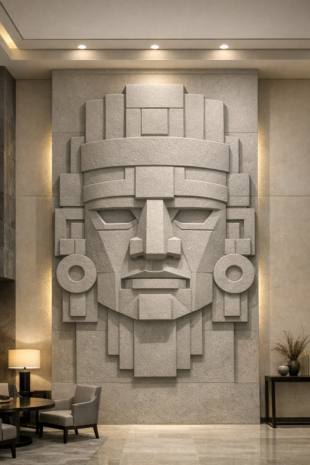 Contemporary architectural wall sculpture. Exclusive digital concept or physical sculpture available made to order. By Solaro Art Collection.