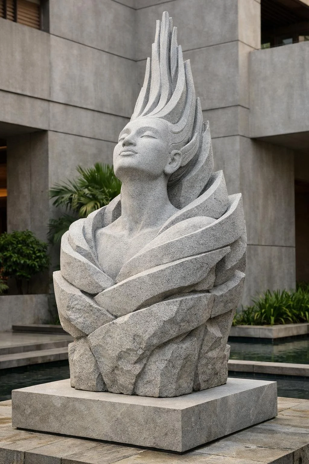 Modern stone carved satue, new style. By Solaro Art Collection.