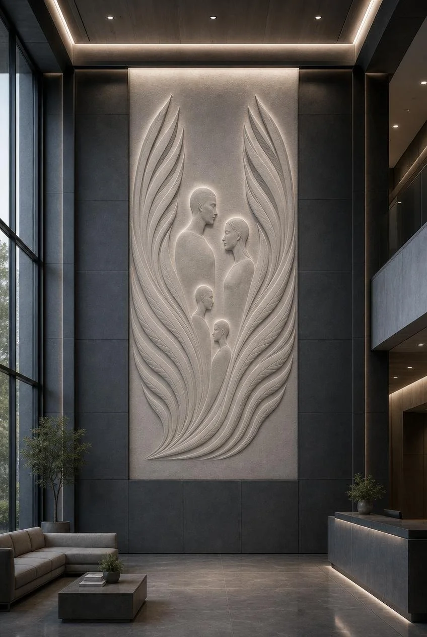 Stone carved wall sculpture for hospitals or clinics