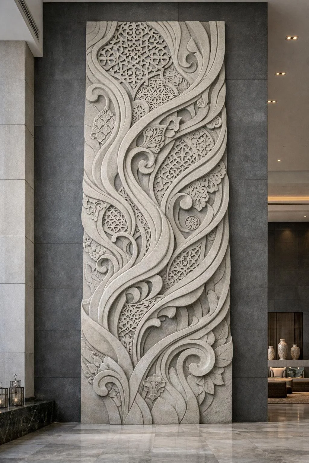 Architectural Arabesque Wall Sculpture for luxury spaces.Unique Modern Masterpiece. Solaro Art Collection