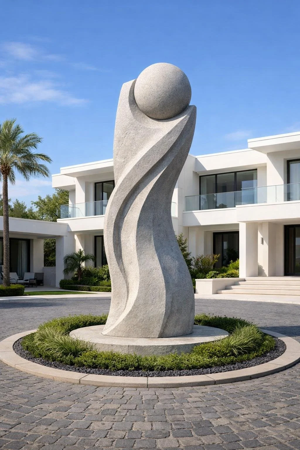 Monumental modern stone statue, made to order, unique piece. By Solaro Ar Collection