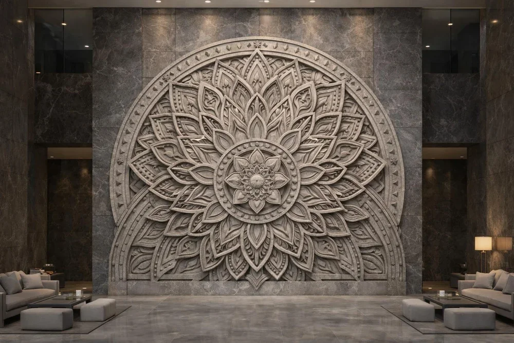 Bespoke monumental contemporary mandala sculpture. Solaro Art Collection