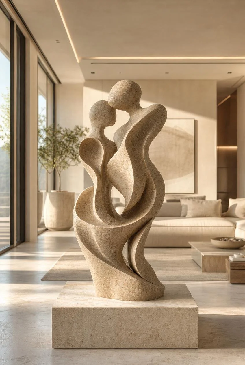 sculpture with organic and human fusiionated forms