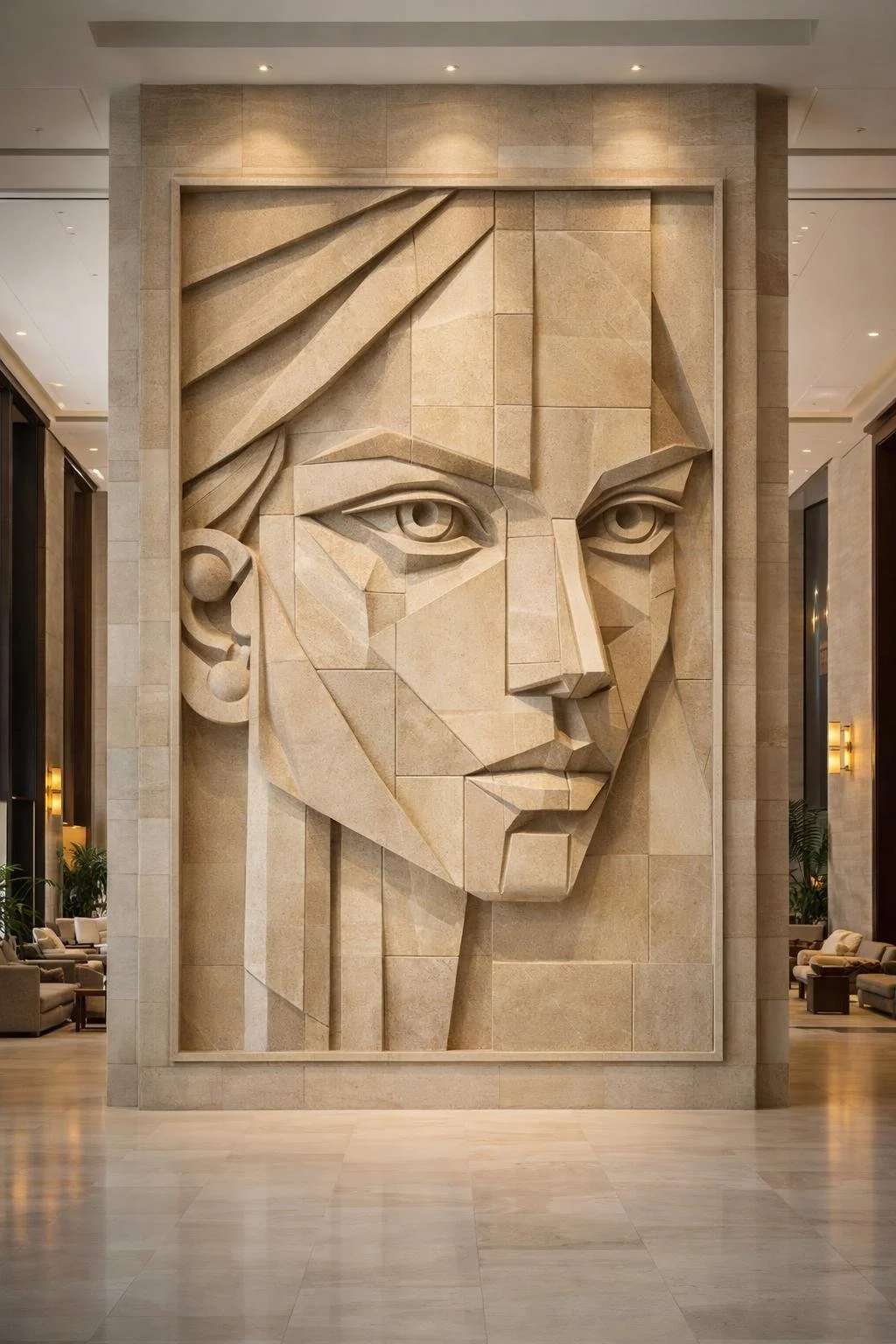 One-of-a-kind monumental fragmented face wall sculpture made to order. Unique piece by Solaro Art Collection