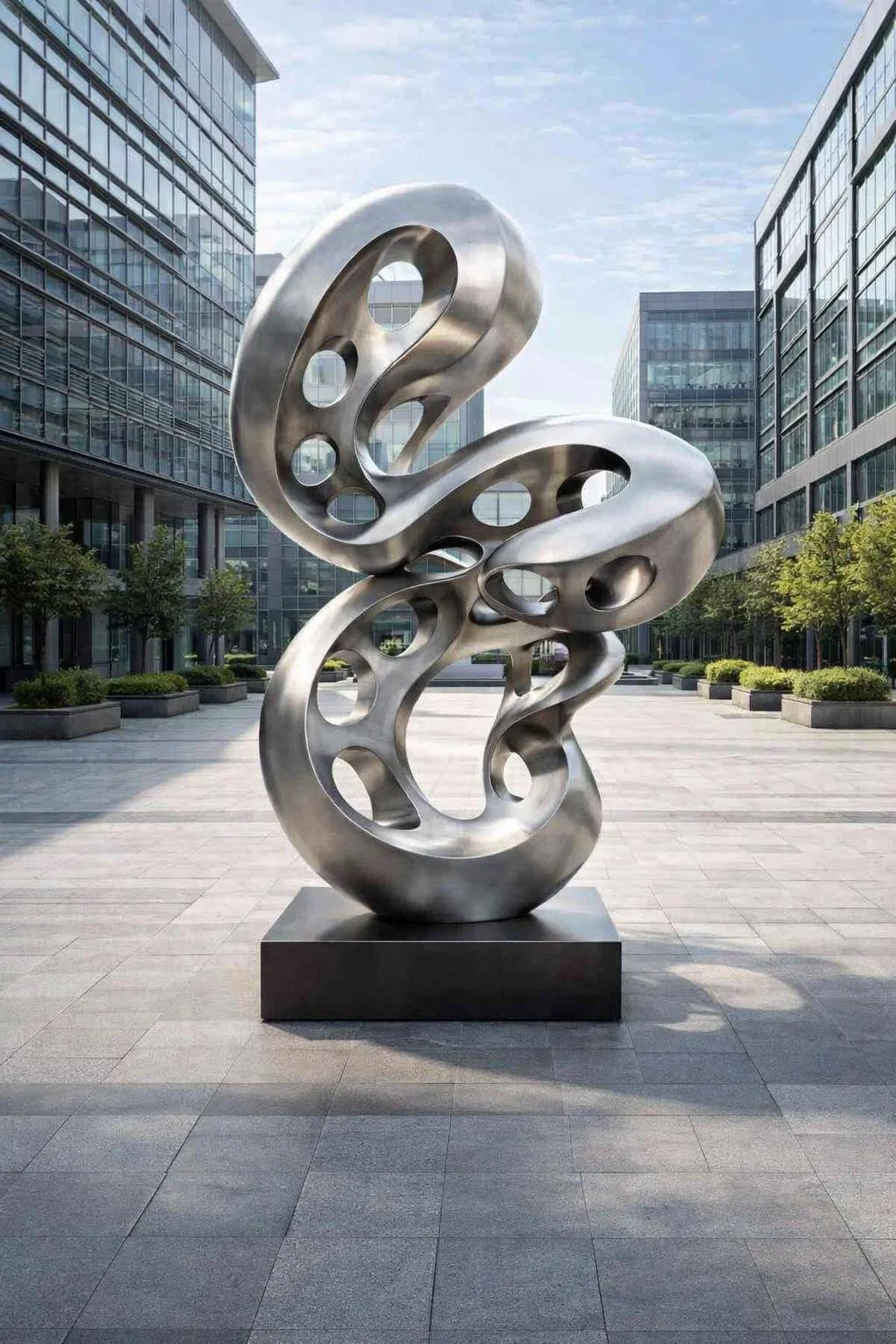 Monumental modern abstract metal outdoor statue for public spaces or luxury gardens. Solaro Art Collection