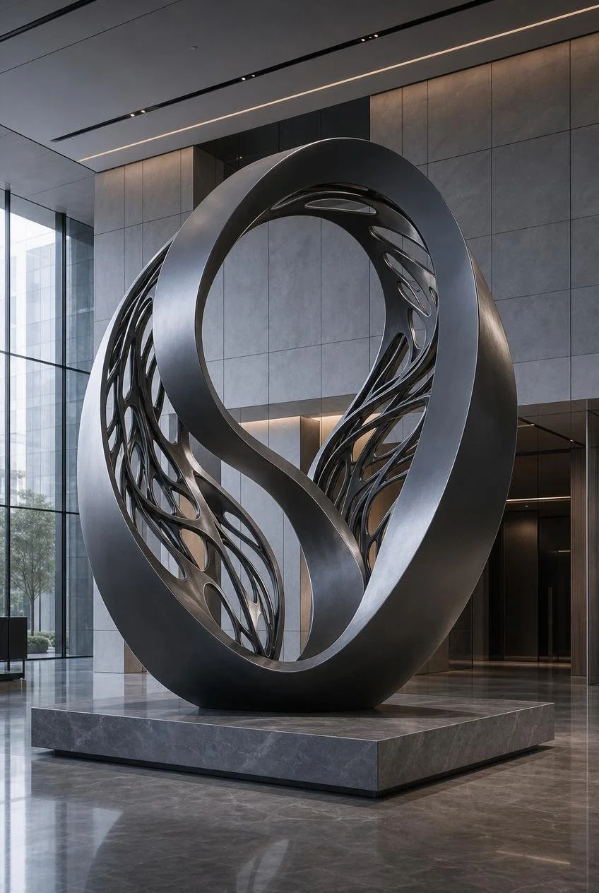 Stainless stell sculpture for corporate lobbies