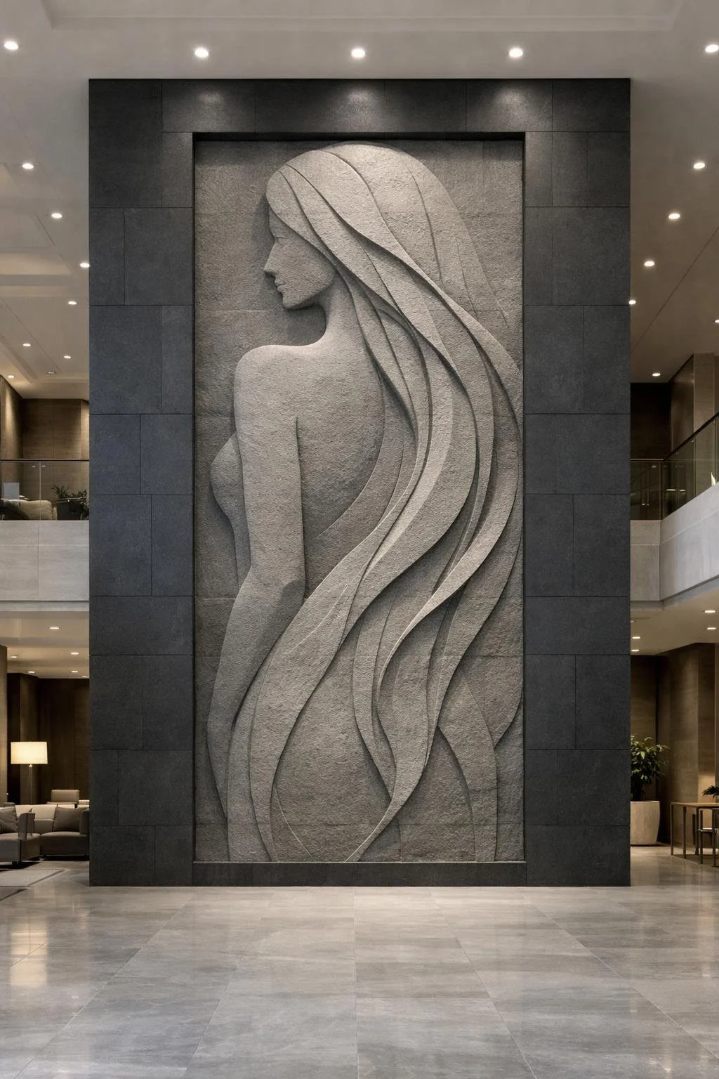 Contemporary female silhouette large wall relief sculpture. Solaro Art Collection