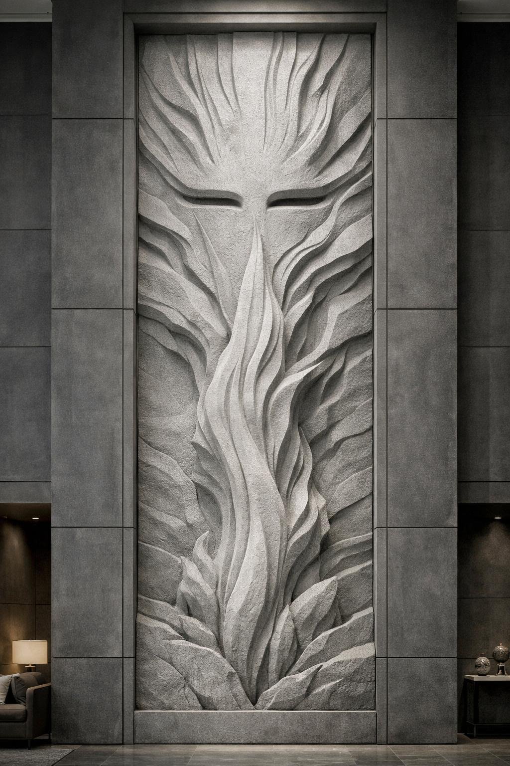 Custom Architectural wall sculpture, worldwide delivery. Solaro Art Collection.