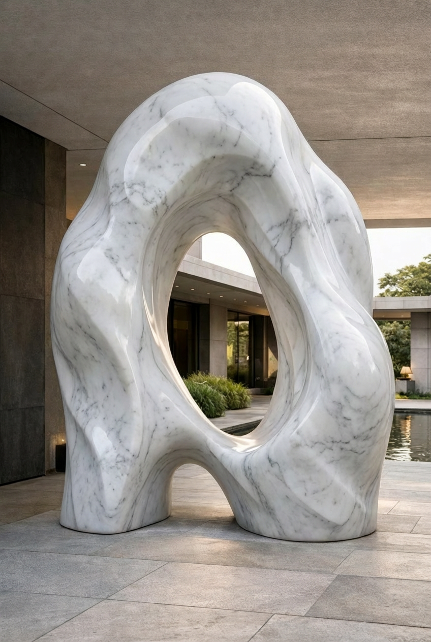 Large statue, white marble. Ideal por luxury spaces and urban projects. Solaro Art collection