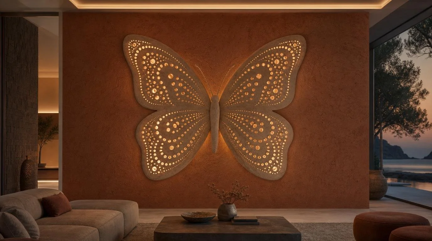 sandstone butterfly wall lamp