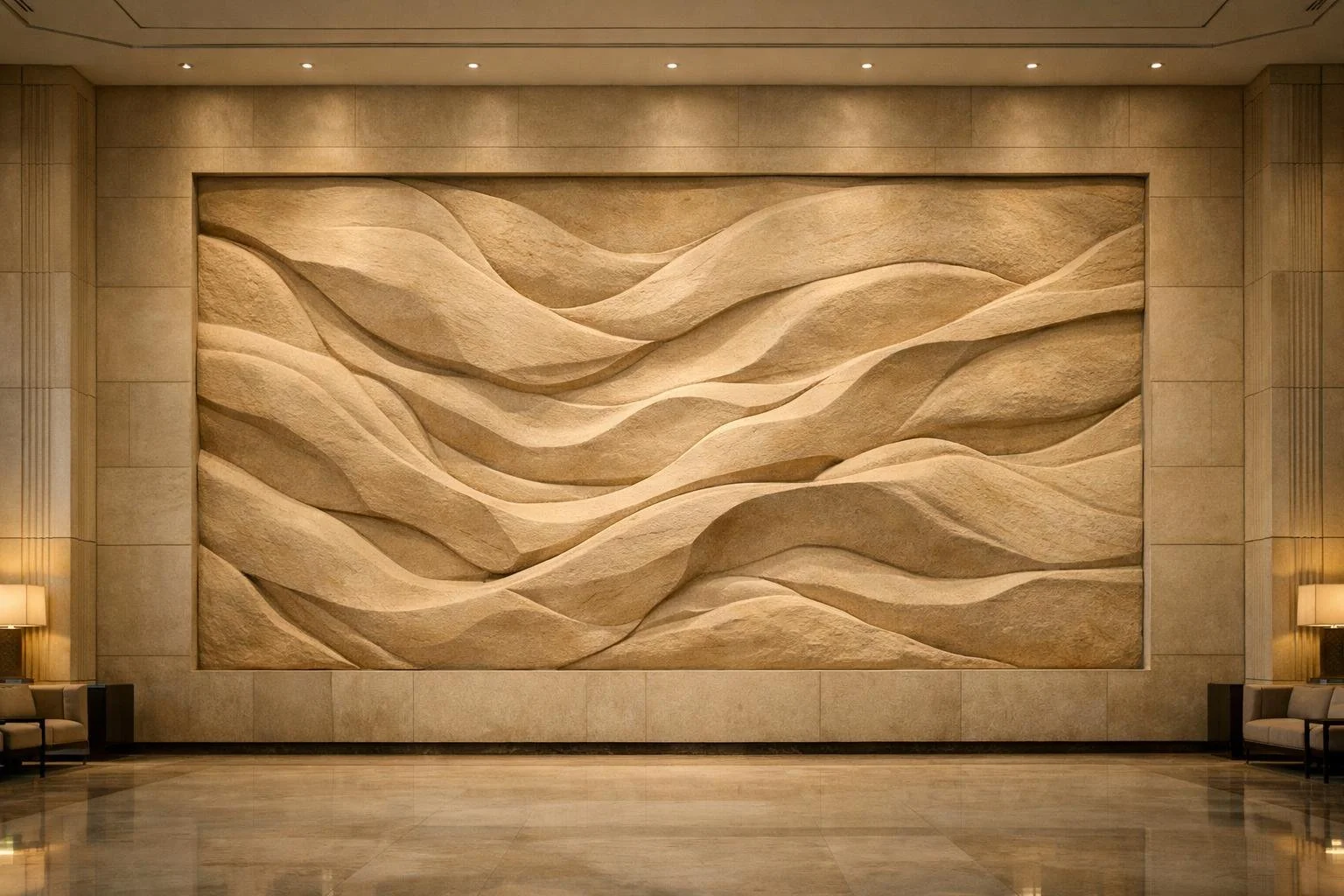 Monumental Layered sandstone wall relief. Organic style, unique masterpiece. Solaro Art Collection