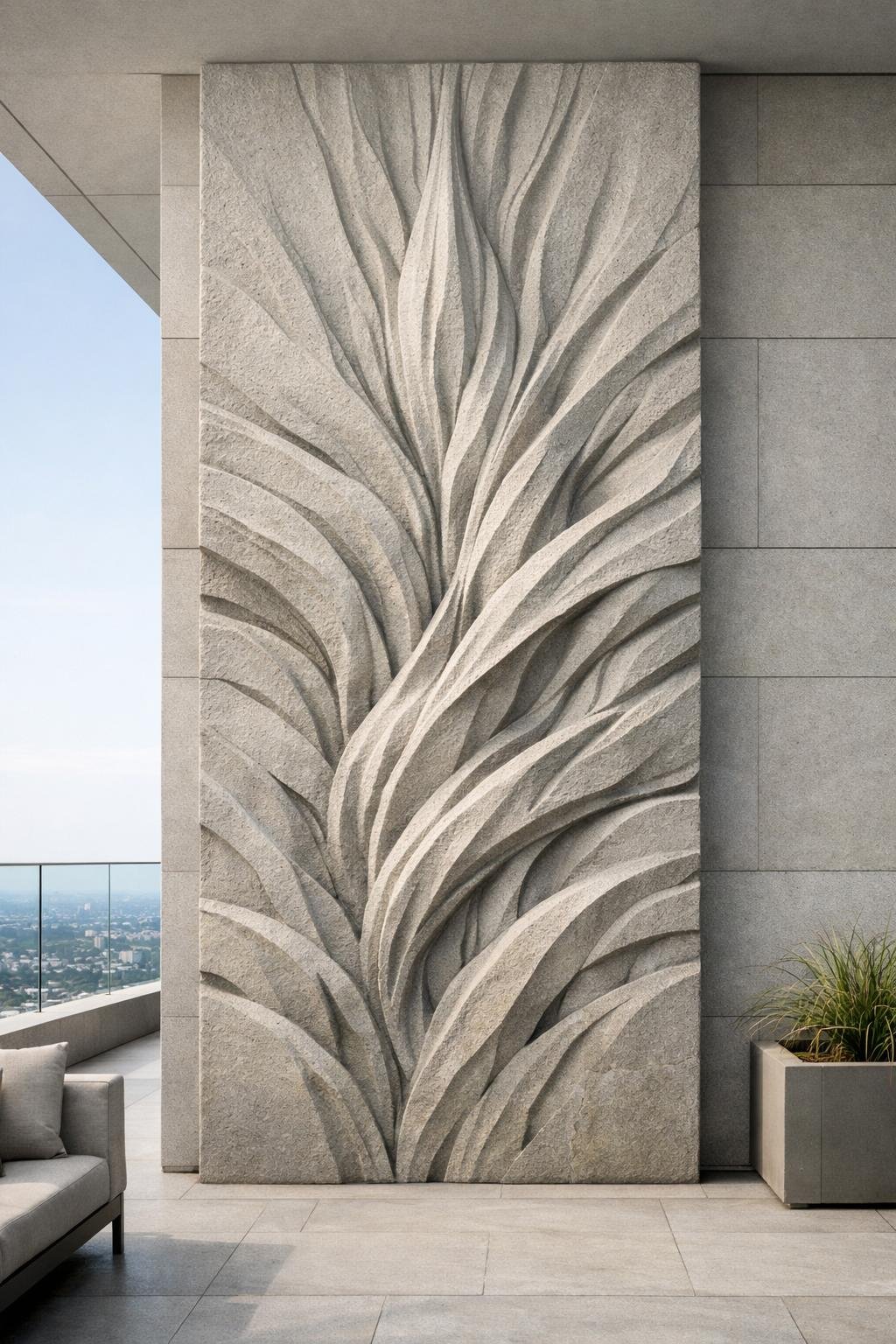 Modern and abstract architectural wall sculpture to sale. Door to door delivery. Solaro Art Collection.