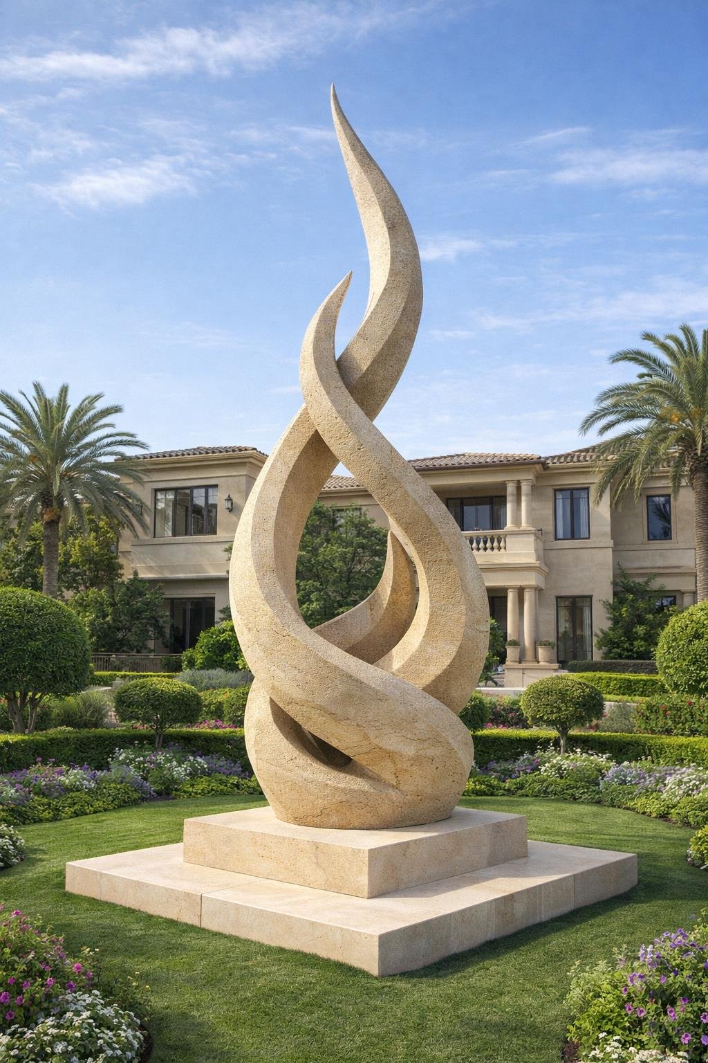 Custom abstract large sculpture in authentic kulen sandstone, Solaro Art Collection