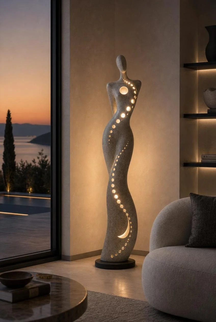 abstract lamps sculpture with human shape