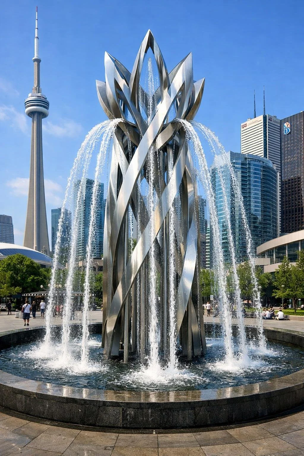 Custom monumental metal fountain for new urban projects. Solaro Art Collection