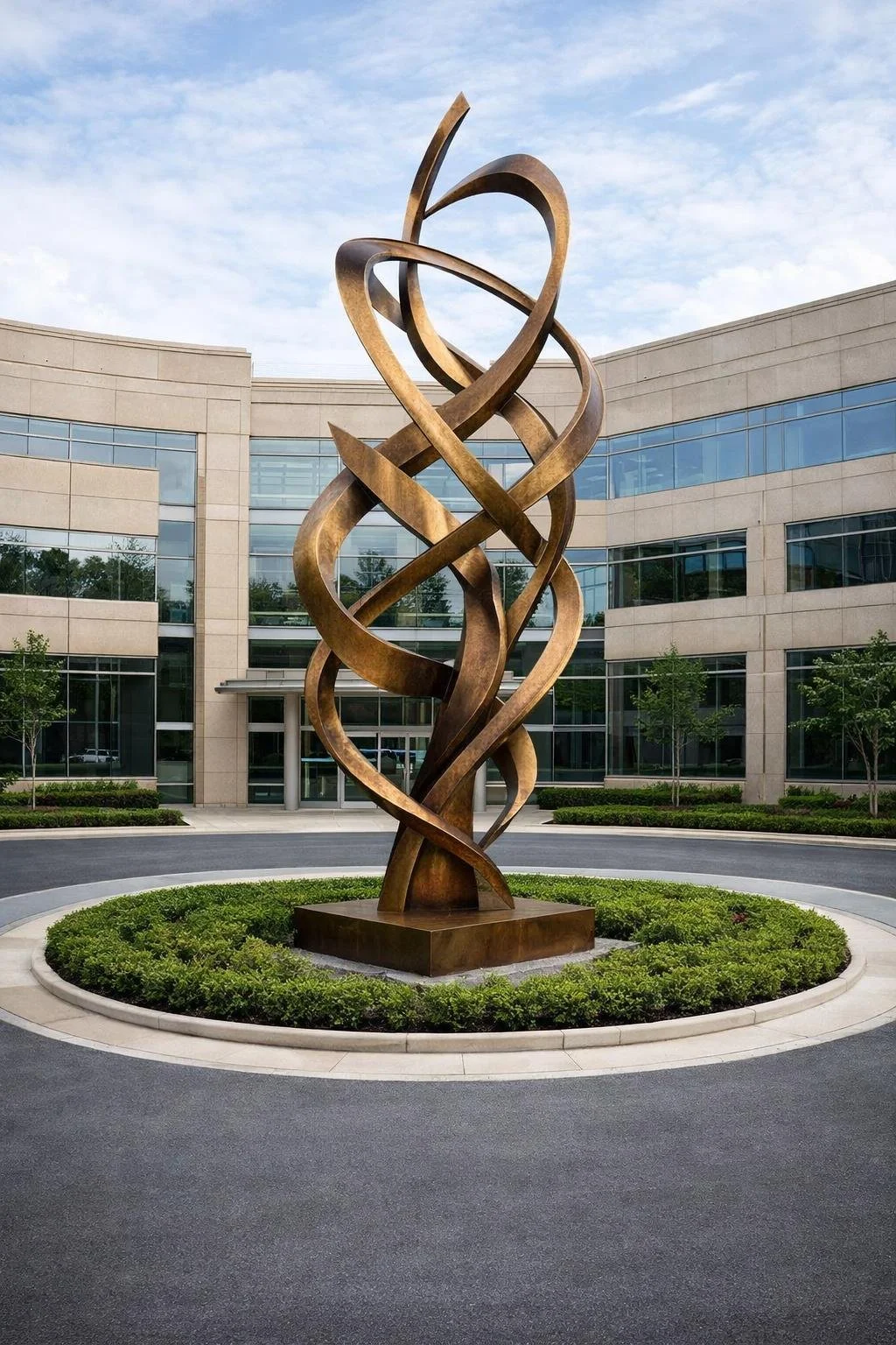 Custom Grand-Scale bronze modern abstract outdoor statue.  Solaro Art Collection