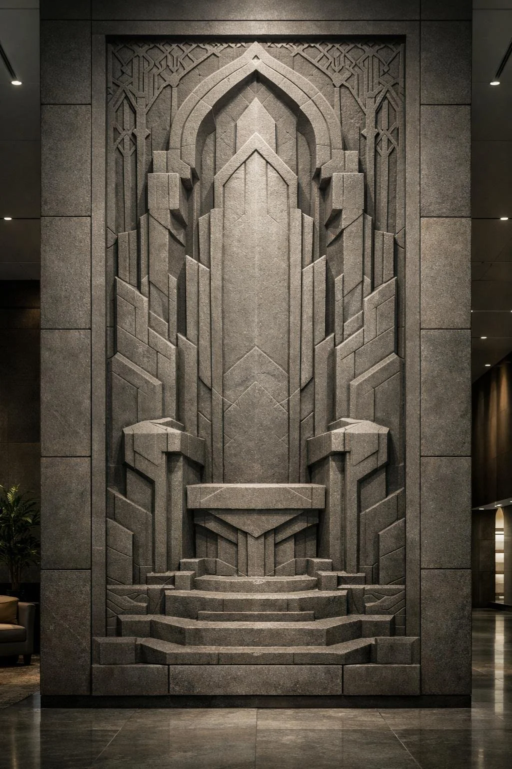 Deep relief wall sculpture, large scale, various sizes or materials. Exclusive digital concept of the artwork or physical sculpture made to order. By Solaro Art Collection.