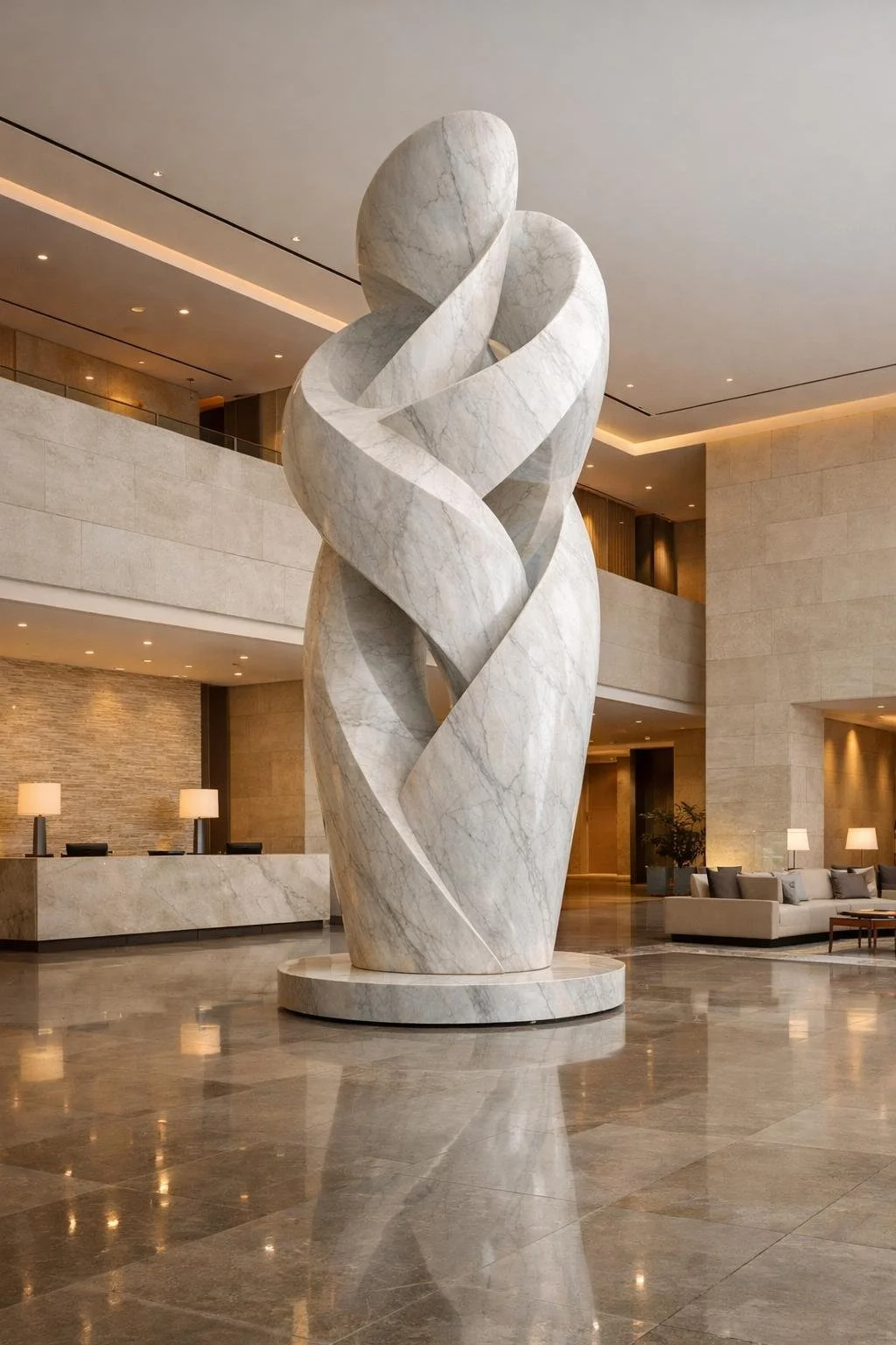 Monumental marble statue 5 meters high for luxury lobby