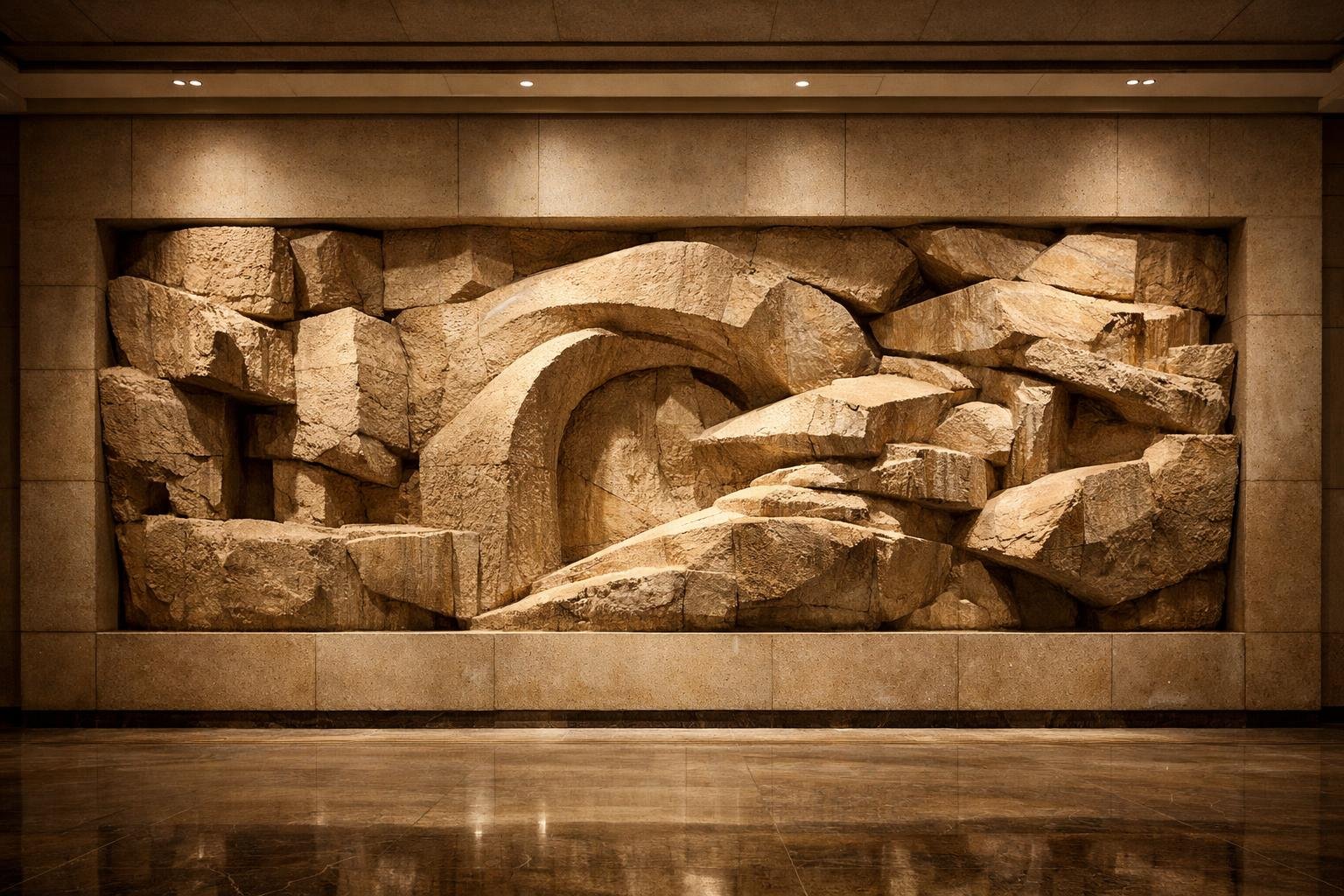 Large-scale modern and abstract stone carved sculpture made to order. Solaro Art Collection