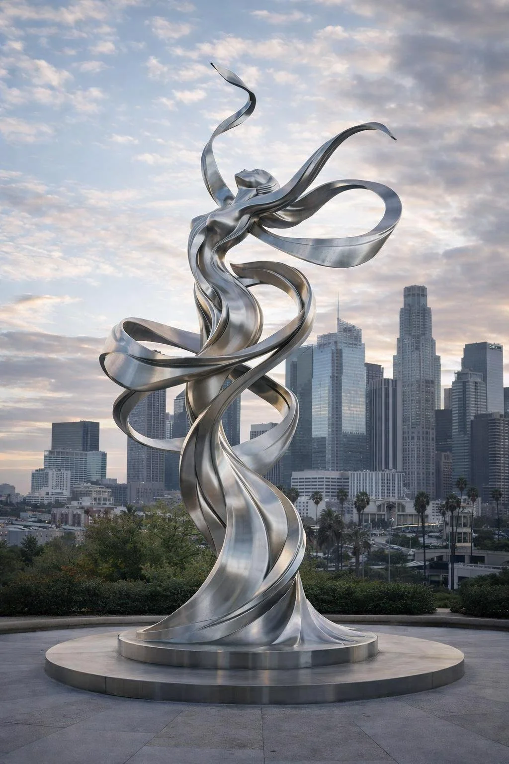 Monumental dancing Sculpture in stainless steel for urban projects