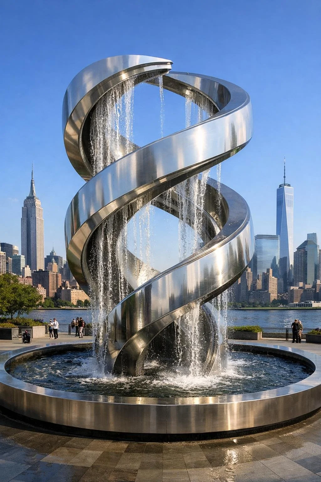 Large-scale metal fountain sculpture for urban projects. Unique masterpiece. Solaro Art Collection