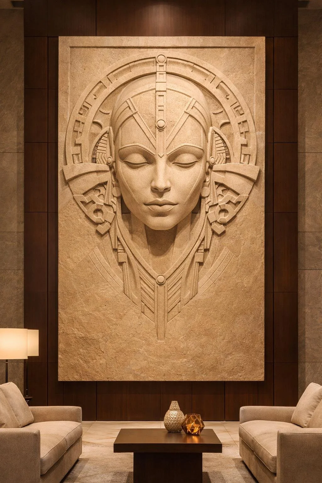 Large-scale modern geometry wall sculpture for luxury spaces or urban projects. Solaro Art Collection