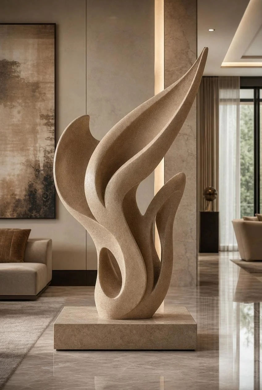 abstract flame form sculpture