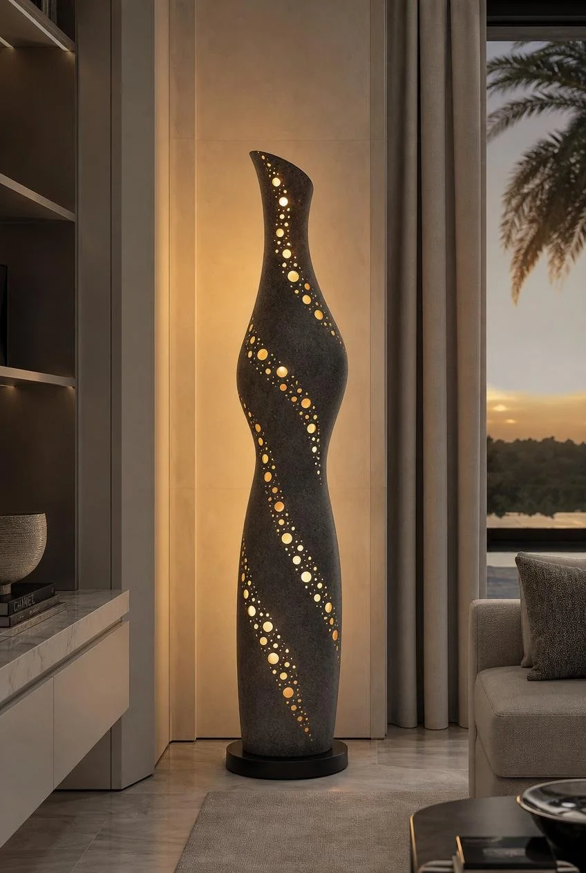 twisted lamp sculpture for luxury interiors
