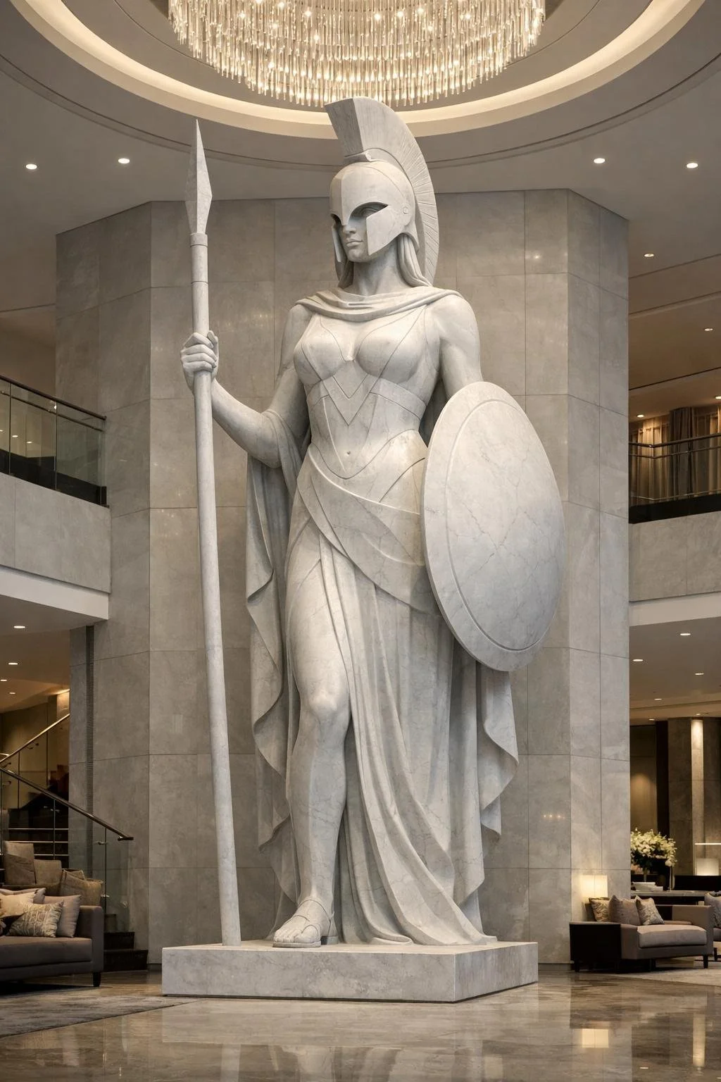 Monumental female spartan warrior statue - Solaro Art Collection