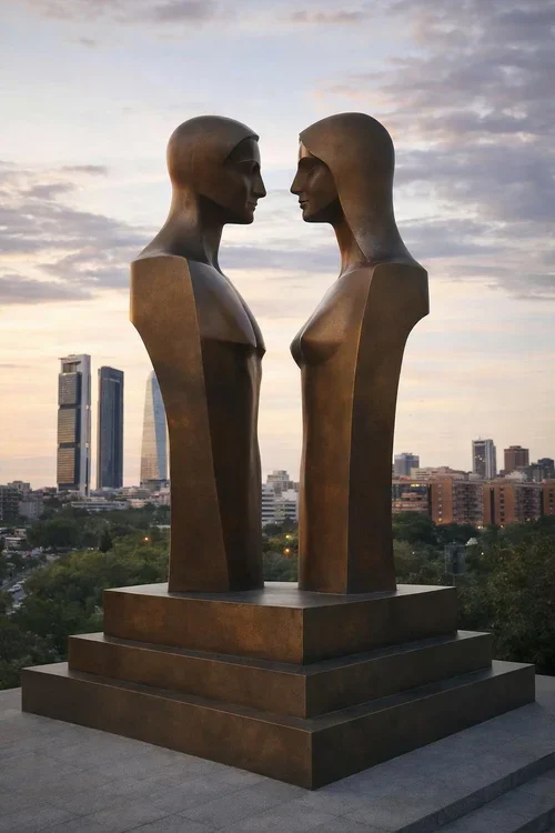 Monumental unique bronze abstract statue for public spaces or architecural spaces. Solaro Art Collection