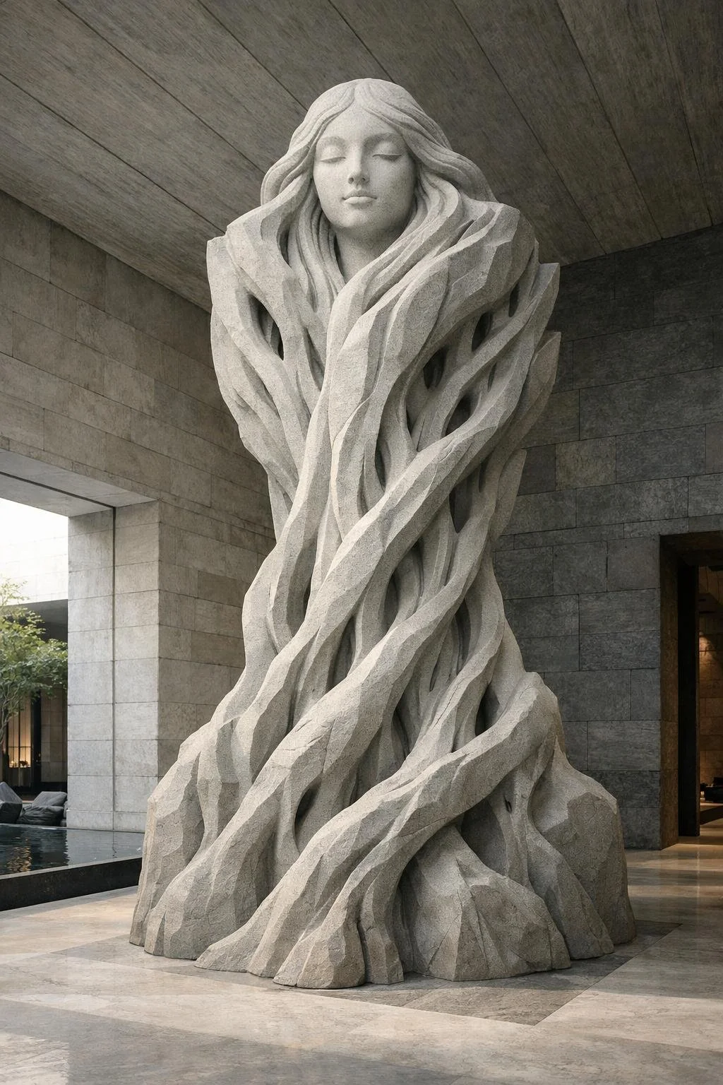 Colossal statue of abstract woman , ideal for luxury integration.  Solaro Art Collection.