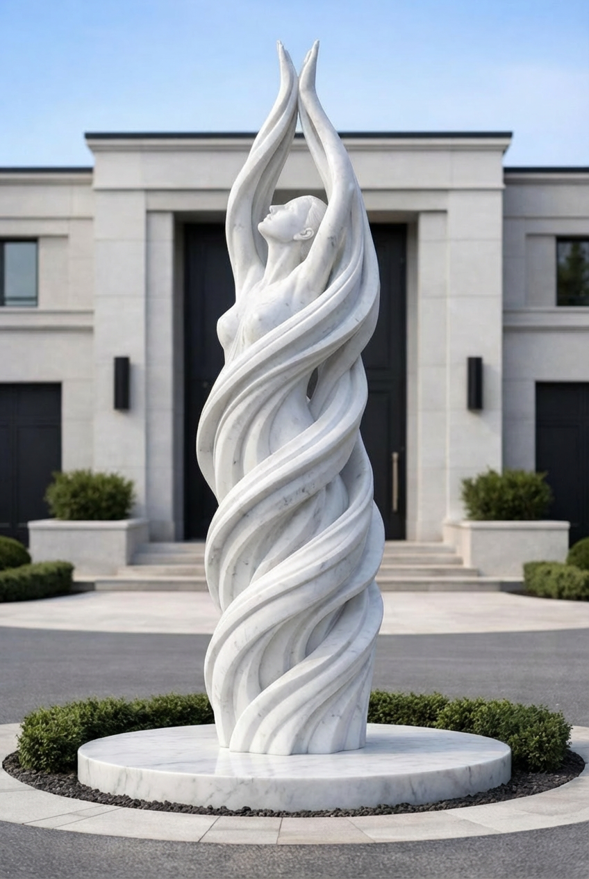 Custom sculptural concept with commercial licence for large white marble statue design