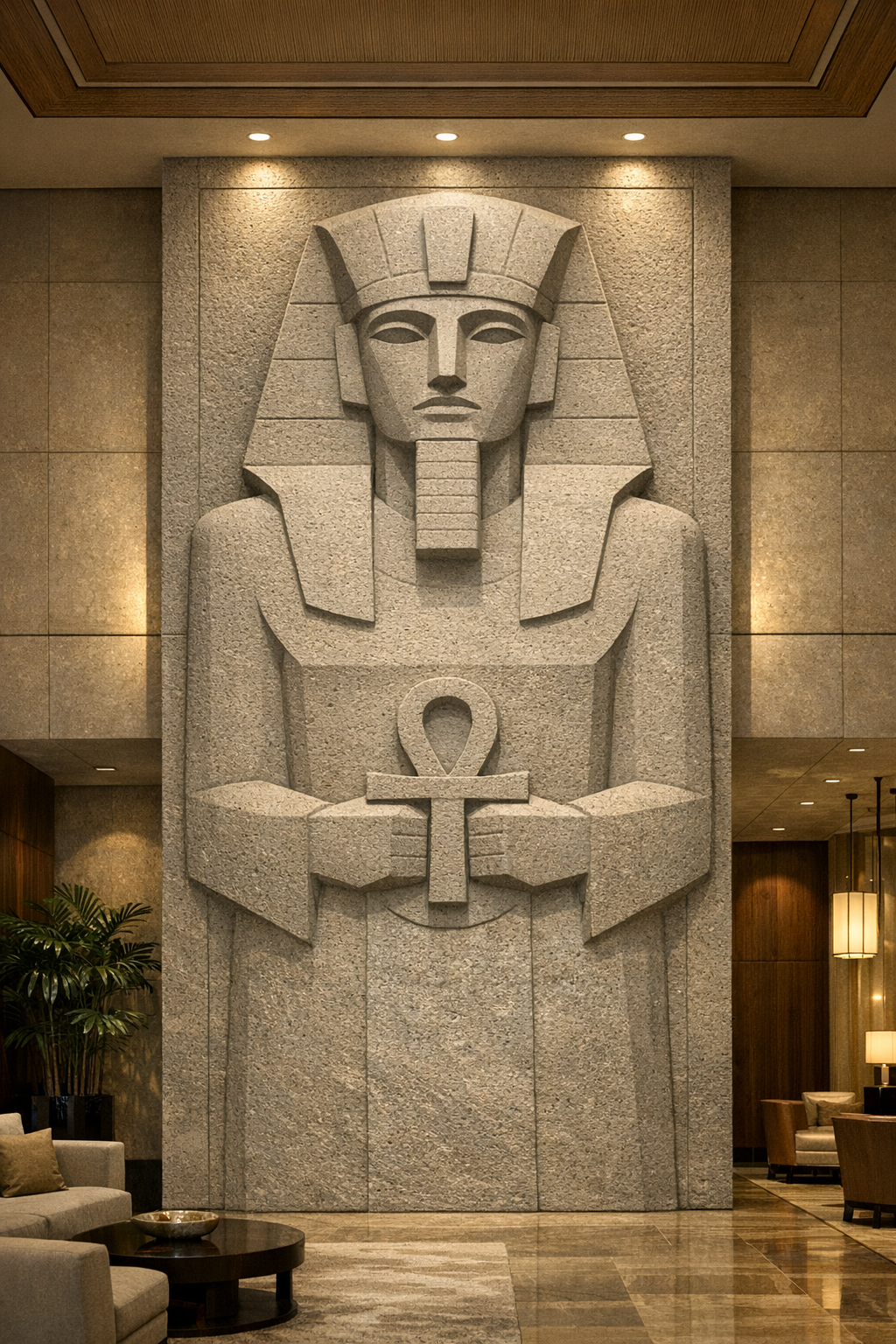 Egyptian Pharaoh stone sculpture for luxury public spaces. Unique masterpiece. solaro art collection