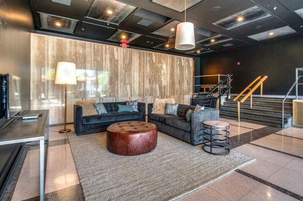 Lobby with modern furniture.