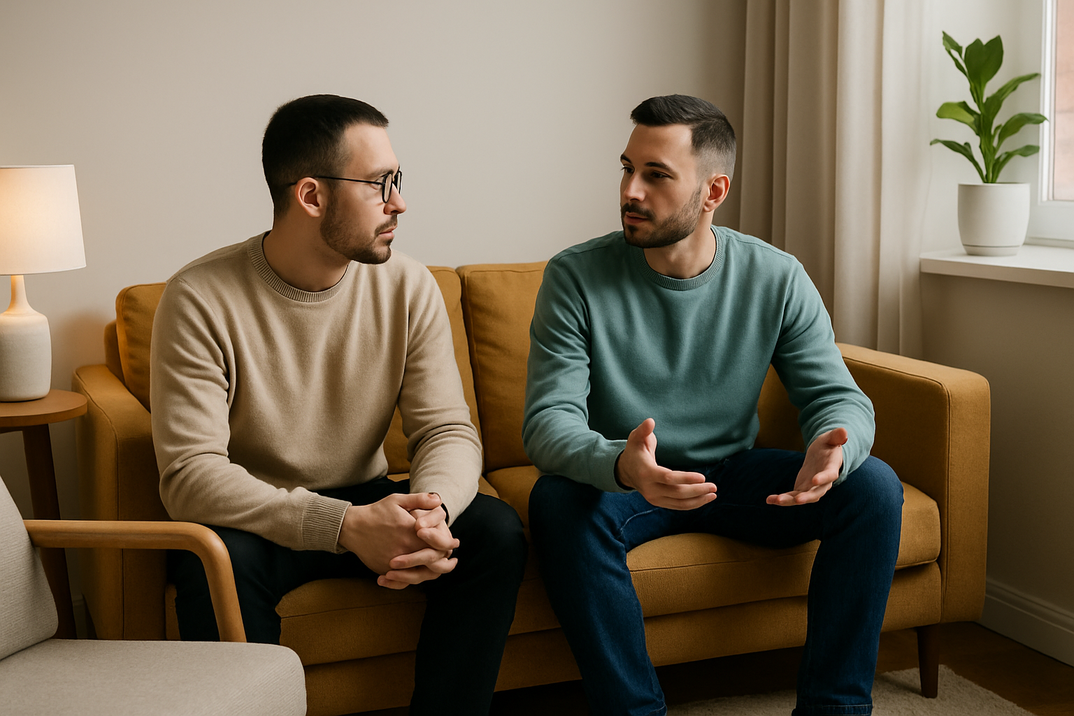 Therapist working with gay male couple during a relationship therapy session in Los Angeles