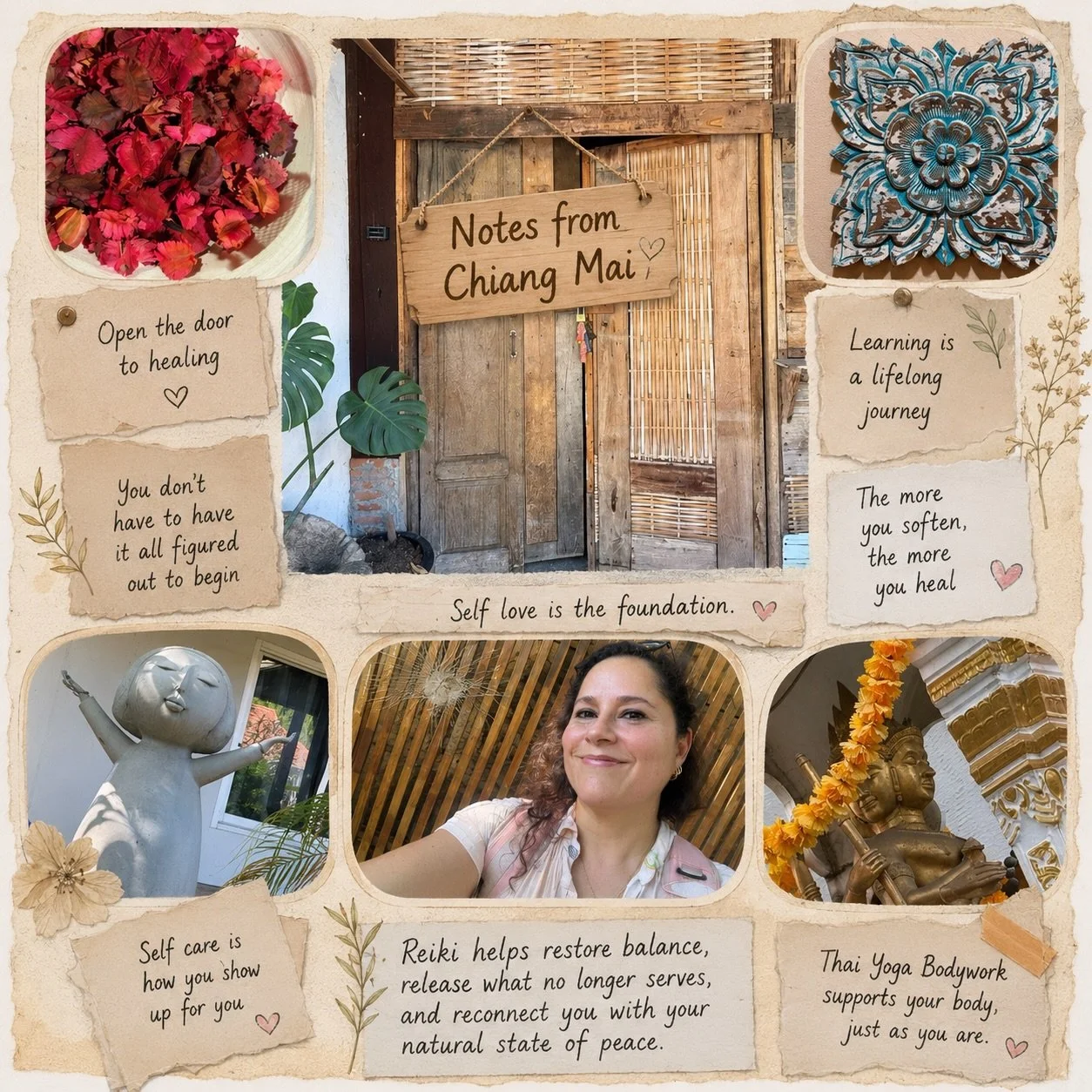 Notes from Chiang Mai ✨✨✨

Healing has taught me that softness is not weakness.
It is presence. It is listening. It is learning how to return to yourself again and again.

My own journey through stress and overwhelm, loss and grief, and growth and he