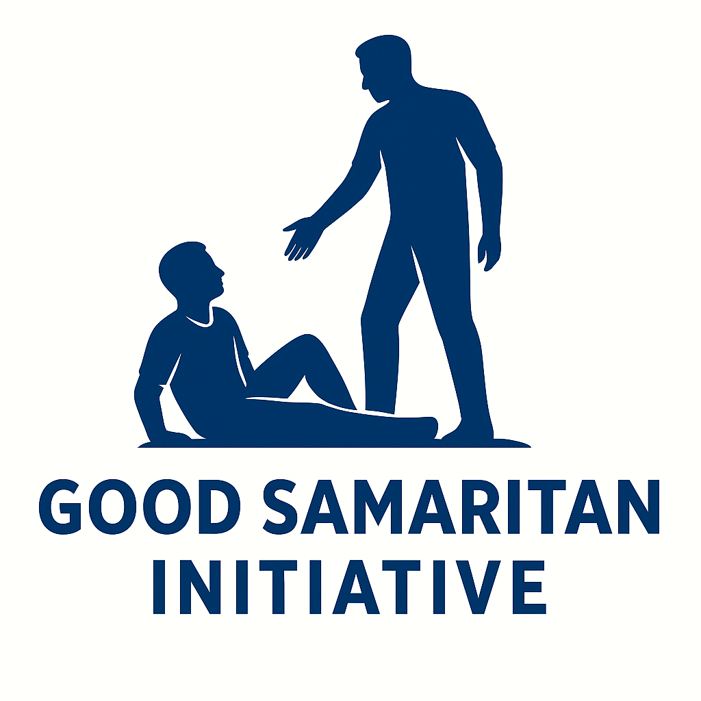 Silhouette of a person helping another person up, with the text "Good Samaritan Initiative" below.