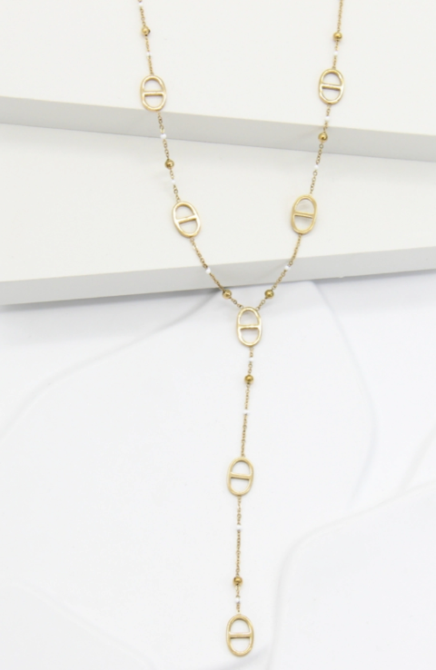 Collier Y doré en acier inoxydable